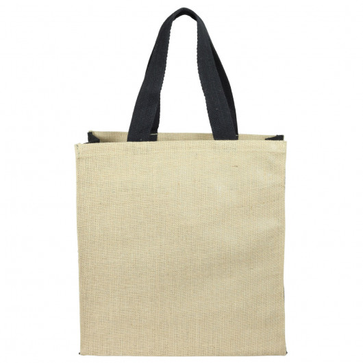Panelled Jute Bags Black Front